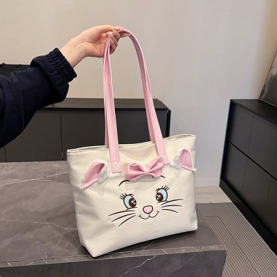 Cute cat shoulder bag Japanese cartoon girl fashionable large capacity casual versatile commuting bag