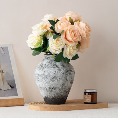Anti-Ancient stone paint ceramic vase home decoration light luxury high-end soft decoration home decoration